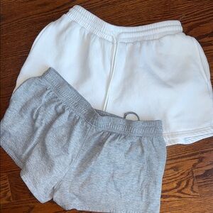Women's White and Gray Shorts